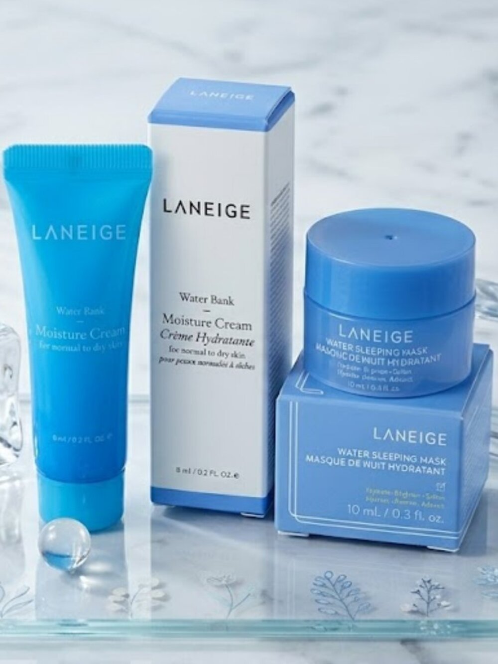 Laneige Water Bank Moisture Cream and Sleeping Mask Moisturizer Travel Set NEW
